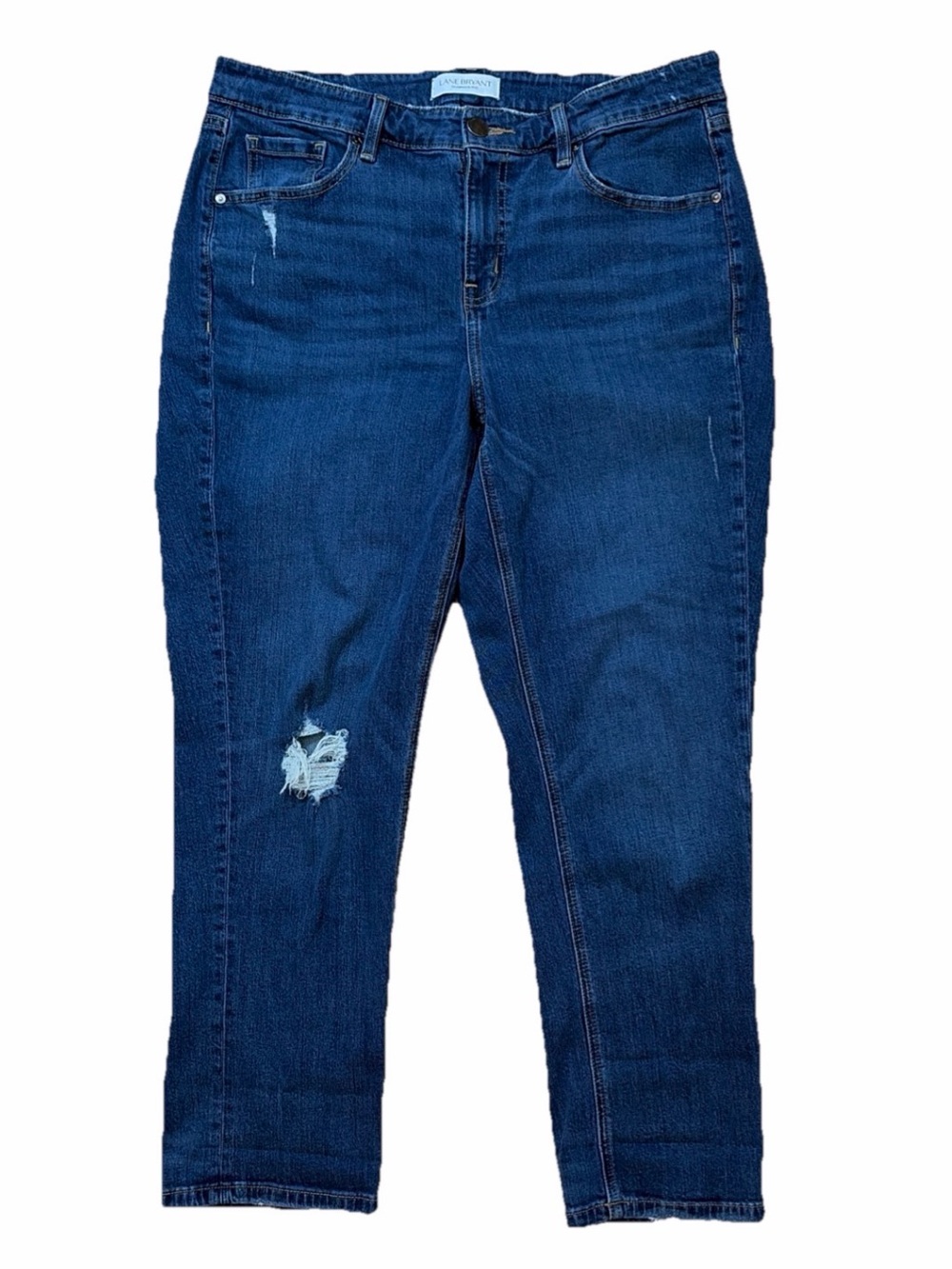 Lane Bryant High-Rise Essential Stretch Straight Crop Distressed Jeans Size 16